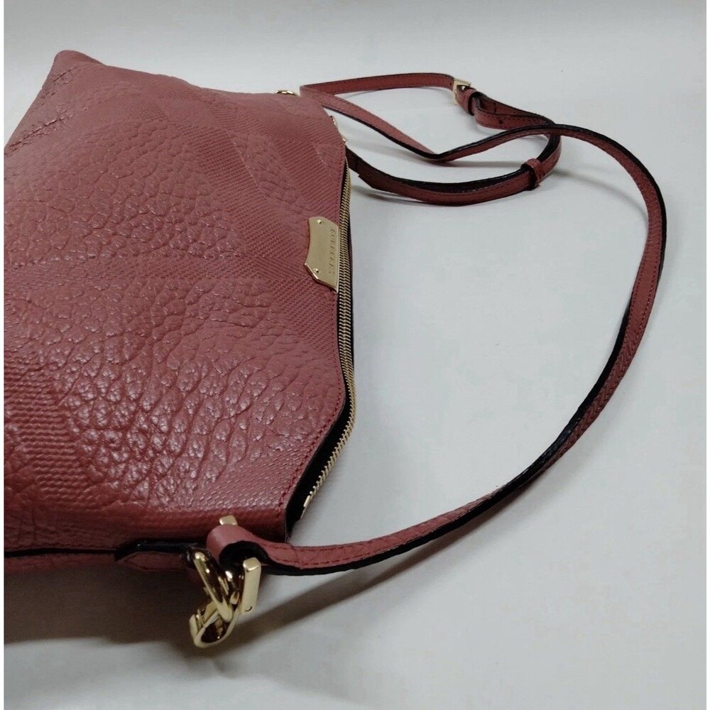 BURBERRY Crossbody Bag Pink Embossed Leather Good Used Condition - Picture 4 of 14